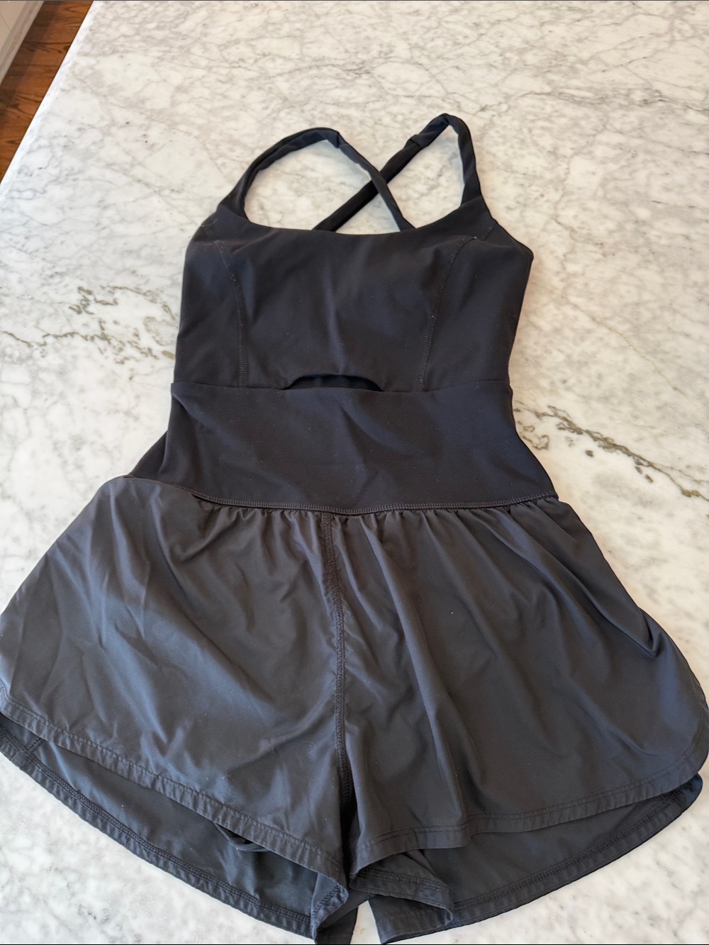 Free People Black Cross-Back One-Piece Skort